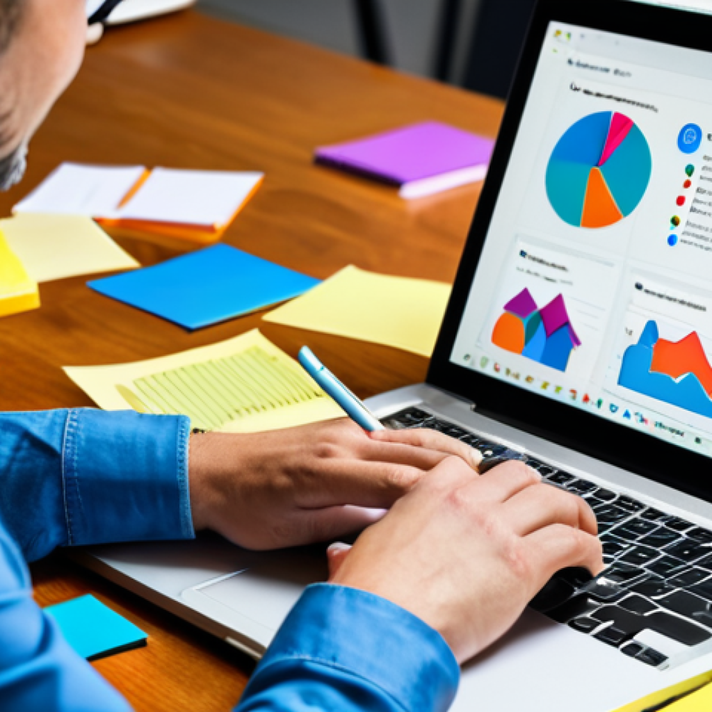 **
"A content creator analyzing Google Analytics data on a laptop, surrounded by sticky notes with audience insights, fully clothed, professional office setting, safe for work, perfect anatomy, natural proportions, digital illustration, vibrant colors, family-friendly, appropriate content, well-formed hands, proper finger count."
**