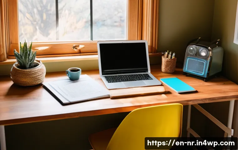 성공적인 글쓰기를 위한 목표 설정 방법 - A cozy home writing nook bathed in warm natural light during early evening, featuring a wooden desk ...