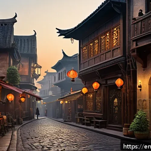 스토리텔링을 통한 창의적 글쓰기 기법 - A richly detailed fantasy cityscape at dusk, featuring a blend of towering ancient stone buildings a...